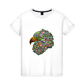 Женская футболка хлопок с принтом Радужный Орел в Санкт-Петербурге, 100% хлопок | прямой крой, круглый вырез горловины, длина до линии бедер, слегка спущенное плечо | красота | птица | цвета | яркие