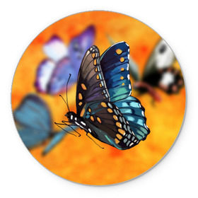 Коврик круглый с принтом Рисунок бабочка в Санкт-Петербурге, резина и полиэстер | круглая форма, изображение наносится на всю лицевую часть | бабочка