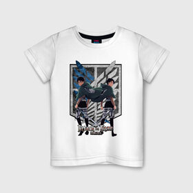 Детская футболка хлопок с принтом Attack on Titan - Eren & Levi в Санкт-Петербурге, 100% хлопок | круглый вырез горловины, полуприлегающий силуэт, длина до линии бедер | attack on titan | eren | levi