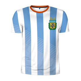 Мужская футболка 3D спортивная с принтом Сборная Аргентины по футболу в Санкт-Петербурге, 100% полиэстер с улучшенными характеристиками | приталенный силуэт, круглая горловина, широкие плечи, сужается к линии бедра | argentina | аргентина