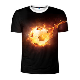 Мужская футболка 3D спортивная с принтом Огненный мяч в Санкт-Петербурге, 100% полиэстер с улучшенными характеристиками | приталенный силуэт, круглая горловина, широкие плечи, сужается к линии бедра | мяч | огненный | спорт | футбол