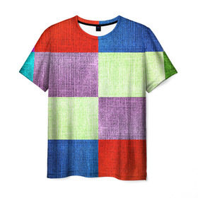 Мужская футболка 3D с принтом Лоскутное шитье в Санкт-Петербурге, 100% полиэфир | прямой крой, круглый вырез горловины, длина до линии бедер | полотно | разноцветный | ткань