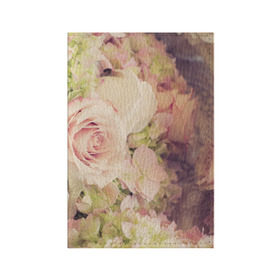 Обложка для паспорта матовая кожа с принтом Винтажные розы в Санкт-Петербурге, натуральная матовая кожа | размер 19,3 х 13,7 см; прозрачные пластиковые крепления | Тематика изображения на принте: vintage | винтаж | зелень | лето | пионы | розы | узоры | цветы