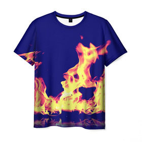 Мужская футболка 3D с принтом Пламя в Санкт-Петербурге, 100% полиэфир | прямой крой, круглый вырез горловины, длина до линии бедер | огонь | яркий