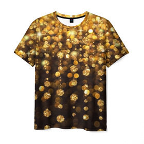 Мужская футболка 3D с принтом Золотой дождь в Санкт-Петербурге, 100% полиэфир | прямой крой, круглый вырез горловины, длина до линии бедер | dance | klub | золото | клуб | праздник | танцы
