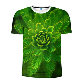 Мужская футболка 3D спортивная с принтом зеленый цветок в Санкт-Петербурге, 100% полиэстер с улучшенными характеристиками | приталенный силуэт, круглая горловина, широкие плечи, сужается к линии бедра | зелень | красота | лето | листья | солнце | цветок