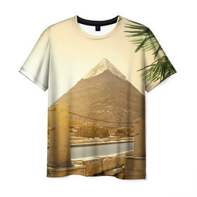 Мужская футболка 3D с принтом Egypt в Санкт-Петербурге, 100% полиэфир | прямой крой, круглый вырез горловины, длина до линии бедер | Тематика изображения на принте: egypt | египет | закат | золото | клеопатра | мумия | песок | пирамиды | пустыня | солнце
