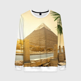 Женский свитшот 3D с принтом Egypt в Санкт-Петербурге, 100% полиэстер с мягким внутренним слоем | круглый вырез горловины, мягкая резинка на манжетах и поясе, свободная посадка по фигуре | egypt | египет | закат | золото | клеопатра | мумия | песок | пирамиды | пустыня | солнце