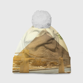 Шапка 3D c помпоном с принтом Egypt в Санкт-Петербурге, 100% полиэстер | универсальный размер, печать по всей поверхности изделия | Тематика изображения на принте: egypt | египет | закат | золото | клеопатра | мумия | песок | пирамиды | пустыня | солнце