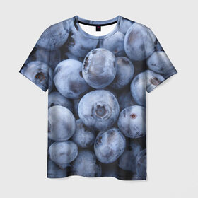 Мужская футболка 3D с принтом ягода в Санкт-Петербурге, 100% полиэфир | прямой крой, круглый вырез горловины, длина до линии бедер | голубика | лето | сладости | текстура | черника | ягода