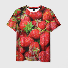 Мужская футболка 3D с принтом клубника в Санкт-Петербурге, 100% полиэфир | прямой крой, круглый вырез горловины, длина до линии бедер | Тематика изображения на принте: земляника | клубника | лето | ягода