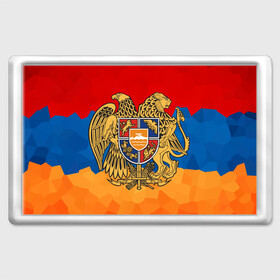Магнит 45*70 с принтом Армения в Санкт-Петербурге, Пластик | Размер: 78*52 мм; Размер печати: 70*45 | Тематика изображения на принте: герб | флаг