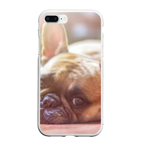Чехол для iPhone 7Plus/8 Plus матовый с принтом французский бульдог в Санкт-Петербурге, Силикон | Область печати: задняя сторона чехла, без боковых панелей | dog | бульдог | друг | собака | язык