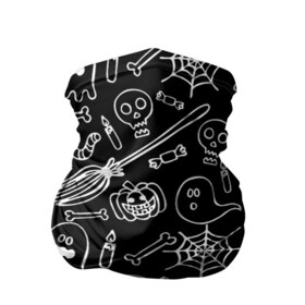 Бандана-труба 3D с принтом Призрачный арт в Санкт-Петербурге, 100% полиэстер, ткань с особыми свойствами — Activecool | плотность 150‒180 г/м2; хорошо тянется, но сохраняет форму | ведьма | призраки | тыквы | хеллоуин | черепа