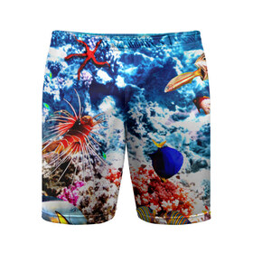 Мужские шорты 3D спортивные с принтом Аква мир в Санкт-Петербурге,  |  | blue | вода | волна | волны | море | океан | природа | рыбы
