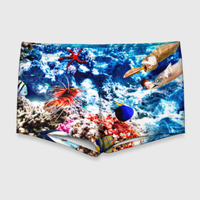 Мужские купальные плавки 3D с принтом Аква мир в Санкт-Петербурге, Полиэстер 85%, Спандекс 15% |  | blue | вода | волна | волны | море | океан | природа | рыбы