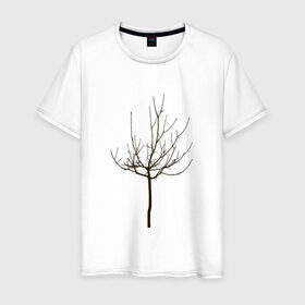 Мужская футболка хлопок с принтом Веточка дерева в Санкт-Петербурге, 100% хлопок | прямой крой, круглый вырез горловины, длина до линии бедер, слегка спущенное плечо. | ветка | дерево | класс | корки | круто | природа