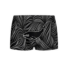 Мужские трусы 3D с принтом Кит в морской пучине в Санкт-Петербурге, 50% хлопок, 50% полиэстер | классическая посадка, на поясе мягкая тканевая резинка | арт | белый | волна | волны | кит | классно | круто | линия | море | рисунок | черный | черта