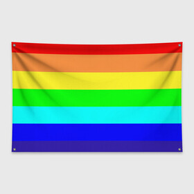 Флаг-баннер с принтом Радуга в Санкт-Петербурге, 100% полиэстер | размер 67 х 109 см, плотность ткани — 95 г/м2; по краям флага есть четыре люверса для крепления | жёлтый | зелёный | красный | оранжевый | полосы | радуга | синий | фиолетовый