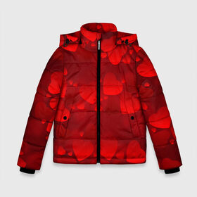 Зимняя куртка для мальчиков 3D с принтом Красные сердца в Санкт-Петербурге, ткань верха — 100% полиэстер; подклад — 100% полиэстер, утеплитель — 100% полиэстер | длина ниже бедра, удлиненная спинка, воротник стойка и отстегивающийся капюшон. Есть боковые карманы с листочкой на кнопках, утяжки по низу изделия и внутренний карман на молнии. 

Предусмотрены светоотражающий принт на спинке, радужный светоотражающий элемент на пуллере молнии и на резинке для утяжки | heart | red | любовь | орнамент | сердце | узор