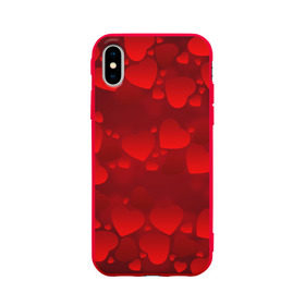 Чехол для Apple iPhone X силиконовый матовый с принтом Красные сердца в Санкт-Петербурге, Силикон | Печать на задней стороне чехла, без боковой панели | heart | red | любовь | орнамент | сердце | узор