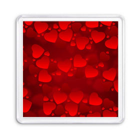 Магнит 55*55 с принтом Красные сердца в Санкт-Петербурге, Пластик | Размер: 65*65 мм; Размер печати: 55*55 мм | heart | red | любовь | орнамент | сердце | узор