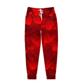 Мужские брюки 3D с принтом Красные сердца в Санкт-Петербурге, 100% полиэстер | манжеты по низу, эластичный пояс регулируется шнурком, по бокам два кармана без застежек, внутренняя часть кармана из мелкой сетки | heart | red | любовь | орнамент | сердце | узор