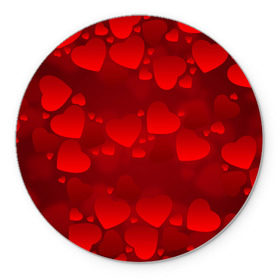 Коврик круглый с принтом Красные сердца в Санкт-Петербурге, резина и полиэстер | круглая форма, изображение наносится на всю лицевую часть | heart | red | любовь | орнамент | сердце | узор