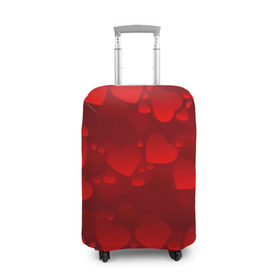 Чехол для чемодана 3D с принтом Красные сердца в Санкт-Петербурге, 86% полиэфир, 14% спандекс | двустороннее нанесение принта, прорези для ручек и колес | heart | red | любовь | орнамент | сердце | узор