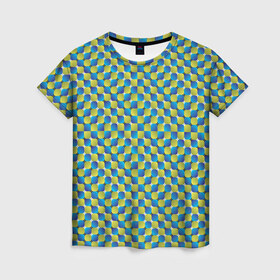Женская футболка 3D с принтом Великая иллюзия в Санкт-Петербурге, 100% полиэфир ( синтетическое хлопкоподобное полотно) | прямой крой, круглый вырез горловины, длина до линии бедер | Тематика изображения на принте: иллюзии | иллюзия | классная | классно | круто | обман | оптическая | показалось | фигура
