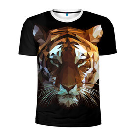 Мужская футболка 3D спортивная с принтом Tiger в Санкт-Петербурге, 100% полиэстер с улучшенными характеристиками | приталенный силуэт, круглая горловина, широкие плечи, сужается к линии бедра | тигр