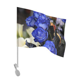 Флаг для автомобиля с принтом Синие розы в Санкт-Петербурге, 100% полиэстер | Размер: 30*21 см | девушкам | розы | синие | цветы