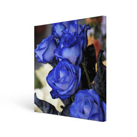 Холст квадратный с принтом Синие розы в Санкт-Петербурге, 100% ПВХ |  | девушкам | розы | синие | цветы