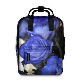 Женский рюкзак 3D с принтом Синие розы в Санкт-Петербурге, 100% полиэстер | лямки с регулируемой длиной, сверху ручки, чтобы рюкзак нести как сумку. Основное отделение закрывается на молнию, как и внешний карман. Внутри два дополнительных кармана, один из которых закрывается на молнию. По бокам два дополнительных кармашка, куда поместится маленькая бутылочка
 | девушкам | розы | синие | цветы