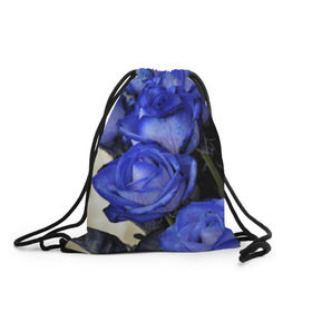 Рюкзак-мешок 3D с принтом Синие розы в Санкт-Петербурге, 100% полиэстер | плотность ткани — 200 г/м2, размер — 35 х 45 см; лямки — толстые шнурки, застежка на шнуровке, без карманов и подкладки | девушкам | розы | синие | цветы