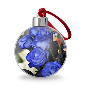 Ёлочный шар с принтом Синие розы в Санкт-Петербурге, Пластик | Диаметр: 77 мм | девушкам | розы | синие | цветы