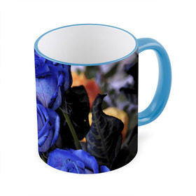 Кружка 3D с принтом Синие розы в Санкт-Петербурге, керамика | ёмкость 330 мл | Тематика изображения на принте: девушкам | розы | синие | цветы