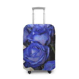 Чехол для чемодана 3D с принтом Синие розы в Санкт-Петербурге, 86% полиэфир, 14% спандекс | двустороннее нанесение принта, прорези для ручек и колес | девушкам | розы | синие | цветы