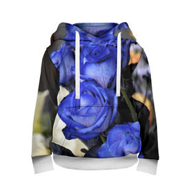 Детская толстовка 3D с принтом Синие розы в Санкт-Петербурге, 100% полиэстер | двухслойный капюшон со шнурком для регулировки, мягкие манжеты на рукавах и по низу толстовки, спереди карман-кенгуру с мягким внутренним слоем | Тематика изображения на принте: девушкам | розы | синие | цветы