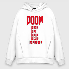 Мужское худи Oversize хлопок с принтом DOOM в Санкт-Петербурге, френч-терри — 70% хлопок, 30% полиэстер. Мягкий теплый начес внутри —100% хлопок | боковые карманы, эластичные манжеты и нижняя кромка, капюшон на магнитной кнопке | doom | дум | коды | читы