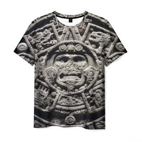 Мужская футболка 3D с принтом Календарь ацтеков в Санкт-Петербурге, 100% полиэфир | прямой крой, круглый вырез горловины, длина до линии бедер | Тематика изображения на принте: ацтеки | древняя цивилизация | индейцы | майя | южная америка