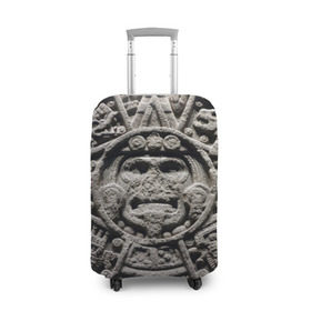 Чехол для чемодана 3D с принтом Календарь ацтеков в Санкт-Петербурге, 86% полиэфир, 14% спандекс | двустороннее нанесение принта, прорези для ручек и колес | ацтеки | древняя цивилизация | индейцы | майя | южная америка
