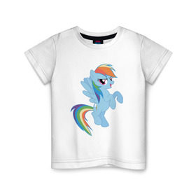 Детская футболка хлопок с принтом rainbow dash в Санкт-Петербурге, 100% хлопок | круглый вырез горловины, полуприлегающий силуэт, длина до линии бедер | cute | my little pony | pony | rainbow dash