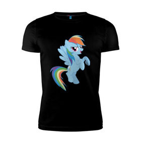 Мужская футболка премиум с принтом rainbow dash в Санкт-Петербурге, 92% хлопок, 8% лайкра | приталенный силуэт, круглый вырез ворота, длина до линии бедра, короткий рукав | cute | my little pony | pony | rainbow dash