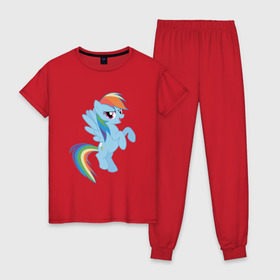 Женская пижама хлопок с принтом rainbow dash в Санкт-Петербурге, 100% хлопок | брюки и футболка прямого кроя, без карманов, на брюках мягкая резинка на поясе и по низу штанин | cute | my little pony | pony | rainbow dash