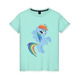 Женская футболка хлопок с принтом rainbow dash в Санкт-Петербурге, 100% хлопок | прямой крой, круглый вырез горловины, длина до линии бедер, слегка спущенное плечо | cute | my little pony | pony | rainbow dash