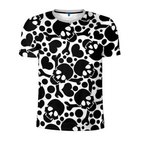 Мужская футболка 3D спортивная с принтом Черепа в Санкт-Петербурге, 100% полиэстер с улучшенными характеристиками | приталенный силуэт, круглая горловина, широкие плечи, сужается к линии бедра | день мертвых | мексика | паттерн | традиция | узоры | цветы | черно белый