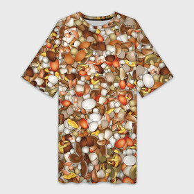 Платье-футболка 3D с принтом Грибы. Много грибов в Санкт-Петербурге,  |  | лес | охота