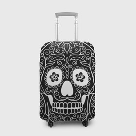 Чехол для чемодана 3D с принтом Мексиканский череп в Санкт-Петербурге, 86% полиэфир, 14% спандекс | двустороннее нанесение принта, прорези для ручек и колес | cobwebs | color | day of the dead | dead | death | eyes | girl | halloween | holiday | makeup | mask | mexican skull | mexico | ornament | pattern | взгляд | девушка | день мертвых | макияж | маска | мексика | мексиканский череп | мертвецов | орнамент | п