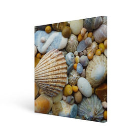 Холст квадратный с принтом Морские ракушки и камни в Санкт-Петербурге, 100% ПВХ |  | Тематика изображения на принте: камни | море | морские камни | ракушки